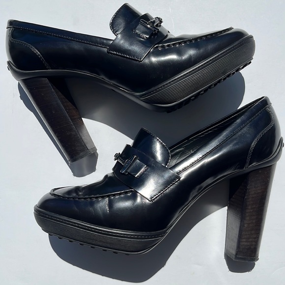 Authentic TOD’S Platform Heels ~ in Black Leather - Picture 3 of 16